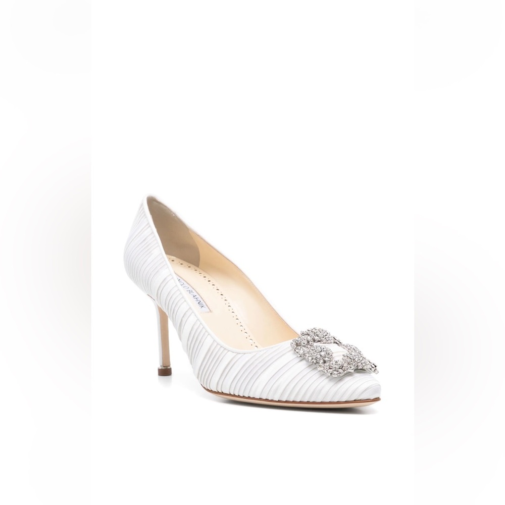 Manolo Blahnik 70mm Hangisi pleated pumps